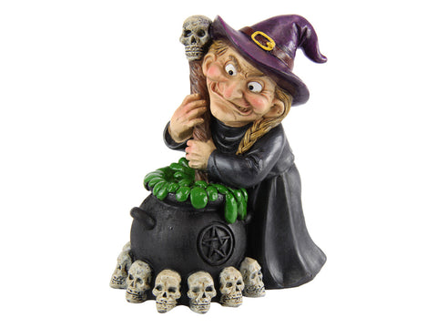 Witch with Brewing Cauldron Figurine 13cm