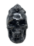 Larvikite Skull with Lizard #439