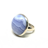 Blue Lace Agate Sterling Silver Ring #321 - Size 8.5