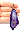 Agate Slice with Amethyst Pendant #173 - Sterling Silver