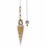 Citrine Chips in Glass Teardrop Pendulum