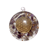 Flower of Life Amethyst & Quartz Orgone Protection Pendant