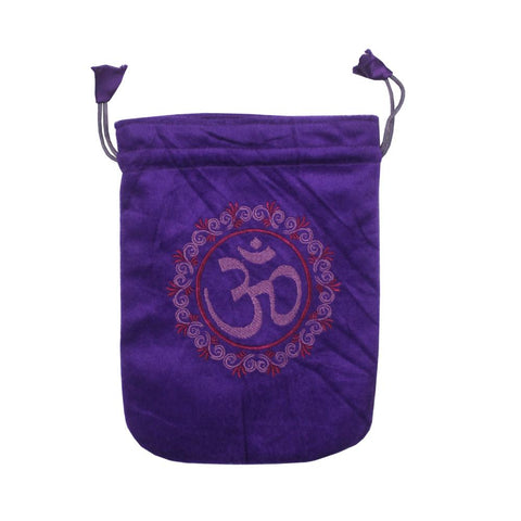 OM Purple Velvet Drawstring Bag