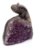 Amethyst Agate Geode Carnelian Lizard #498