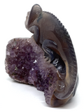 Amethyst Agate Geode Carnelian Lizard #499