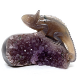 Amethyst Agate Geode Carnelian Lizard #499