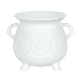 White Triple Moon Cauldron Oil Burner