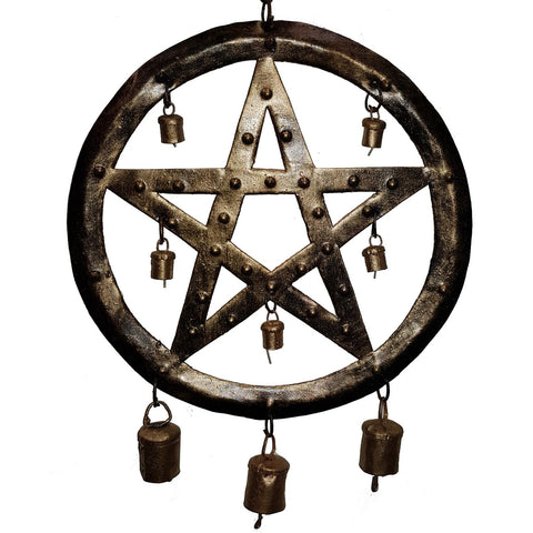 Hanging Iron Pentacle with Bells