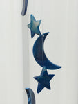 Blue Dyed Agate Wind Chimes - Moon & Stars
