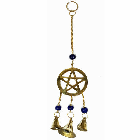 Pentacle Brass Hanging Bells - 20cm