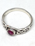 Amethyst Sterling Silver Celtic Ring - size 56