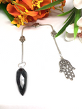Black Tourmaline Hamsa Hand Pendulum