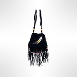 Amulet Bag with Beaded Tassels - Black