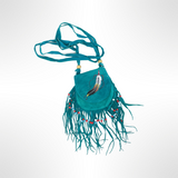 Amulet Bag with Beaded Tassels - Blue