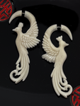 Bone Carved Phoenix Earrings