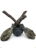 Witches Broomsticks Crystal Ball Holder