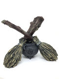 Witches Broomsticks Crystal Ball Holder