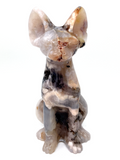 Moss Agate Sphynx Cat #60 - 9.4cm