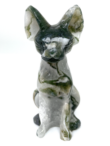 Moss Agate Sphynx Cat #62 - 9.7cm