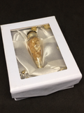 Citrine Chips in Glass Teardrop Pendulum