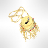 Amulet Bag with Beaded Tassels - Cream