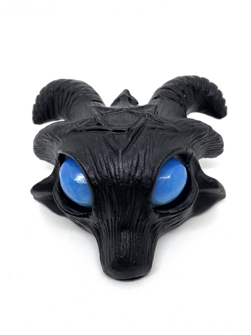 Black Obsidian Horned Goat Skull