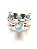 Multi Larimar Sterling Silver Ring - Size 8