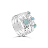 Multi Larimar Sterling Silver Ring - Size 8