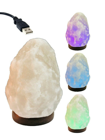 Natural Himalayan USB Salt Lamp (colour changing) - White Salt