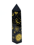 Black Obsidian Generator Point - Gold Celestial Pattern