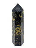 Black Obsidian Generator Point - Gold Celestial Pattern