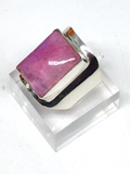 Moonstone Pink (dyed) Sterling Silver Ring - size 56