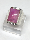 Moonstone Pink (dyed) Sterling Silver Ring - size 56