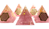 Rose Quartz Flower of Life Resin Pyramid