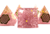 Rose Quartz Flower of Life Resin Pyramid