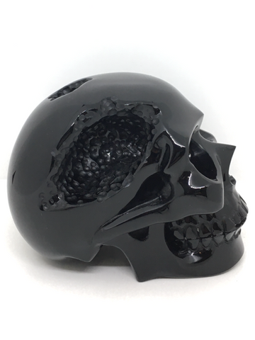Black Obsidian Geode Skull #162 - 5"