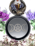 Small Metal Altar Tray Triple Moon with Pentacle Design - 16.5cm