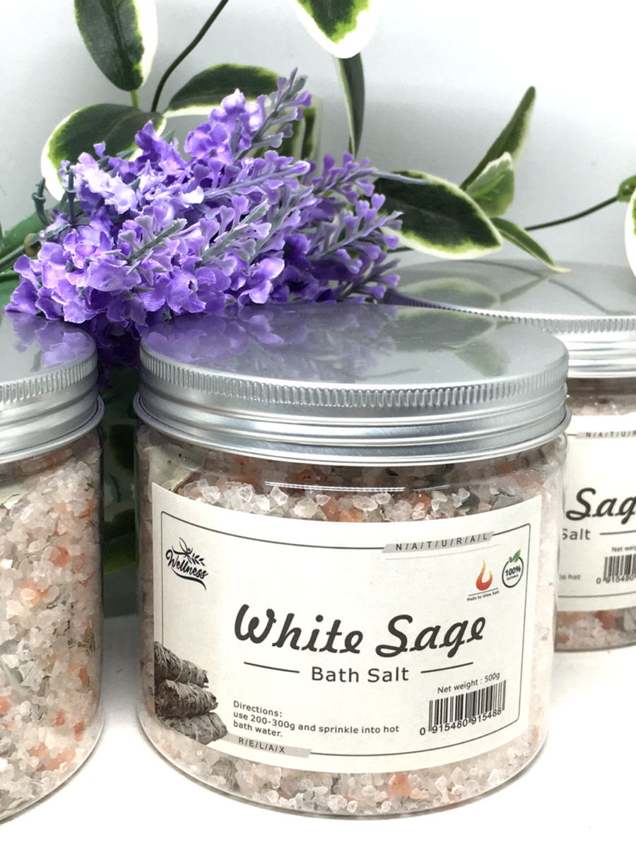 White Sage Bath Salts 500 grams Wicked Crystals and Things