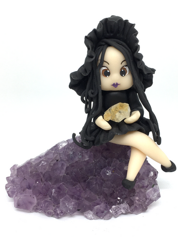 Witch on Amethyst Cluster # 457