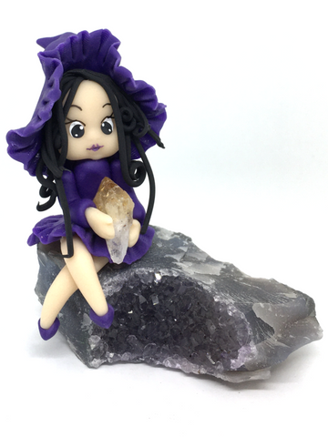 Witch on Amethyst Cluster # 459