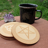 Set of 6 Witchy Coasters / Celtic Wicca Pagan Tiles - Golden
