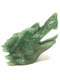 Green Strawberry Quartz Wolf Carving #344