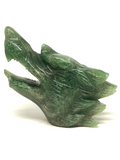 Green Strawberry Quartz Wolf Carving #344