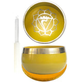 7.5cm Yellow Singing Bowl with Cushion & Glass Stick - Solar Plexus Chakra