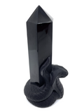 Black Obsidian Generator Point with Snake #106 - 10cm