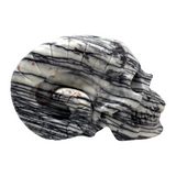 Black Network Jasper Horned Skull #260