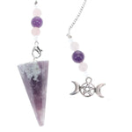 Lepidolite Faceted Pendulum with Triple Moon Chain