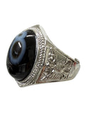 Black Agate Men's Adjustable Ring