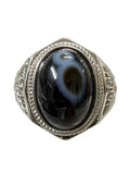 Black Agate Men's Adjustable Ring