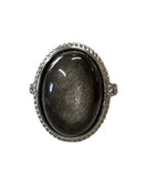 Silver Sheen Obsidian Adjustable Ring
